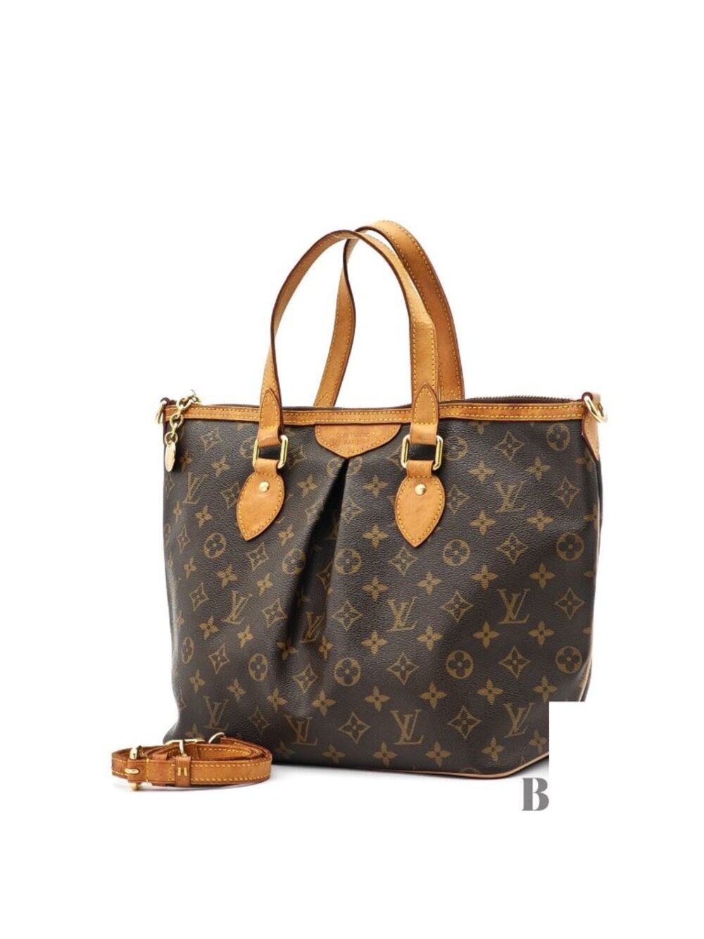 Louis Vuitton Monogram Palermo PM Tote Shoulder Bag Brown Strap